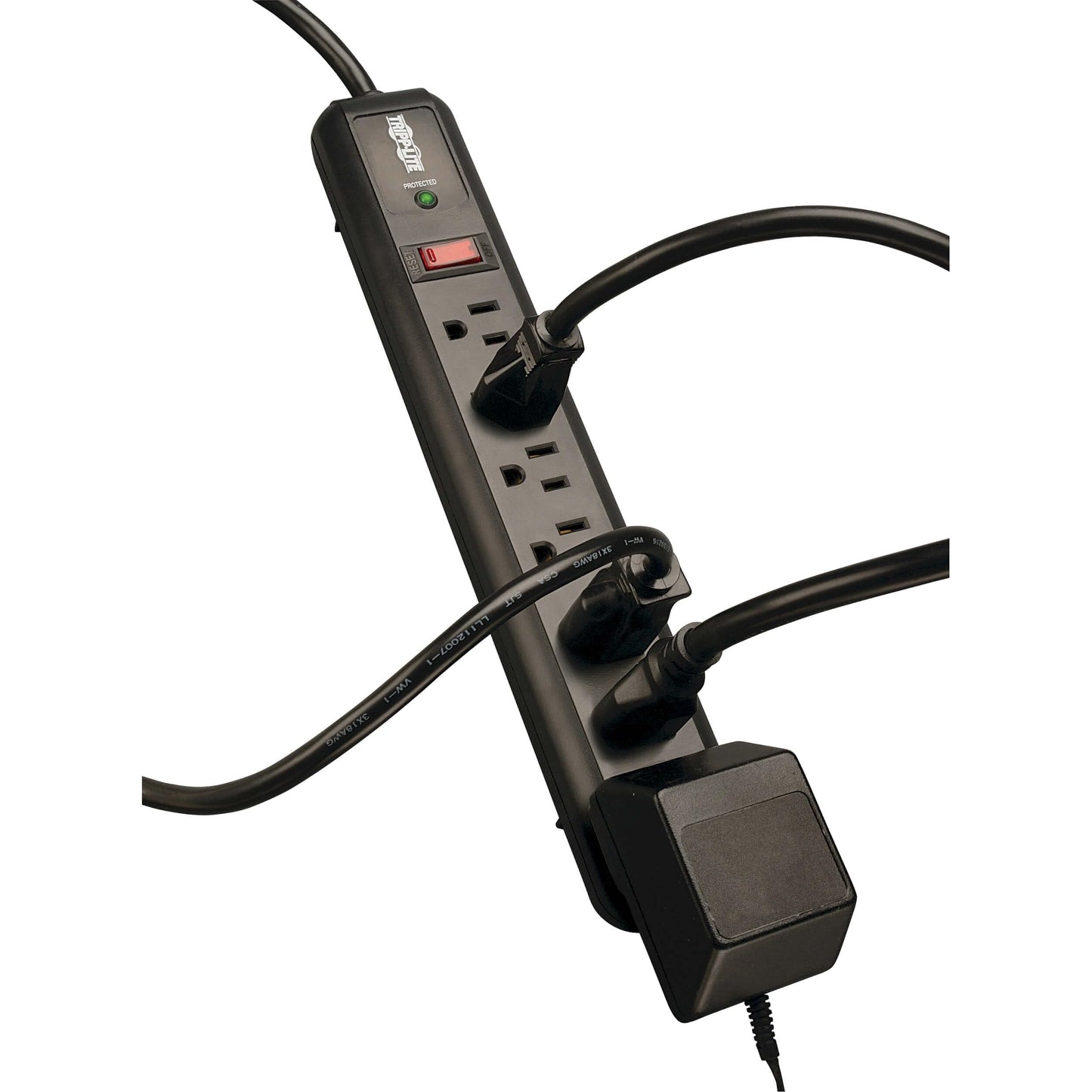 Tripp Lite 7 Outlet (6 Right Angle + 1 Transformer Outlet) Surge Protector Power Strip, 4ft Cord, Black, Lifetime Limited Warranty & $25K INSURANCE