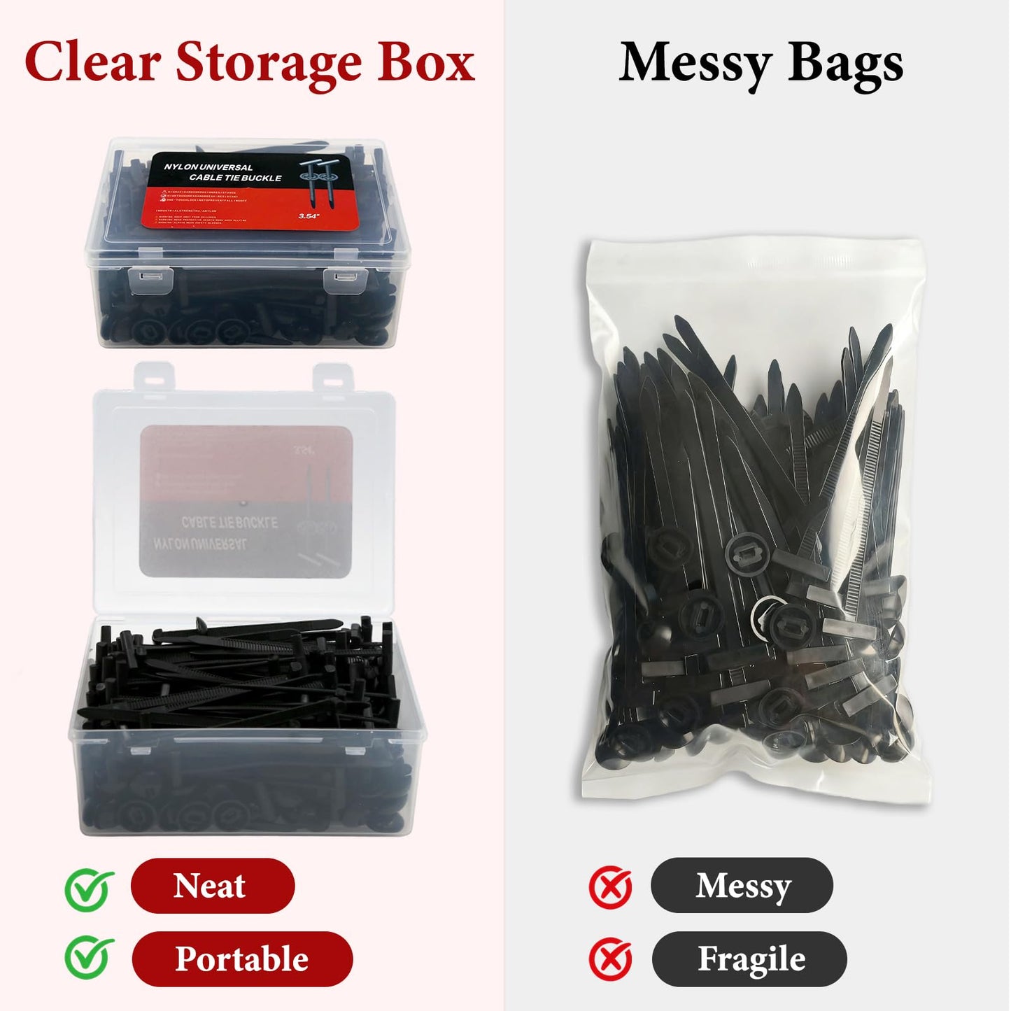 150Pcs Nylon Universal Cable Tie Buckle for Car, New Multifunctional Nylon Zip Ties,Heavy-Duty Self-Locking UV Resistant Cable Ties for Engine Bumper