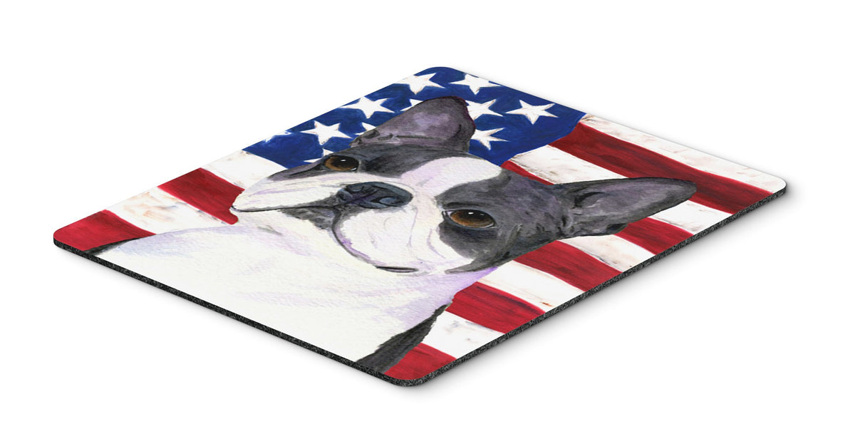 Caroline's Treasures SS4021MP "USA American Flag with Boston Terrier Mouse Pad, Hot Pad or Trivet" for Home Office Gaming Working Computers Laptop
