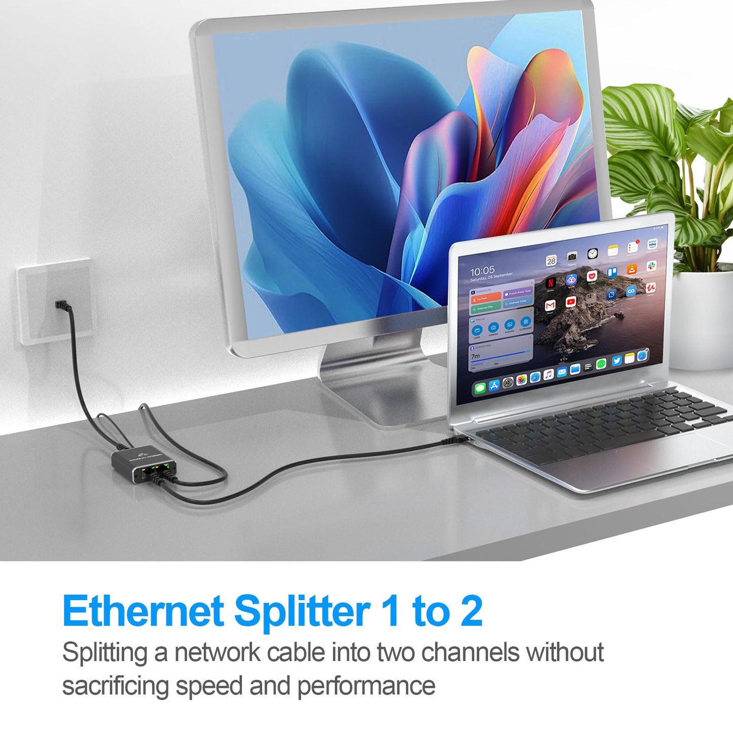 MAUSION Ethernet Splitter 1 to 2 - High Speed 1000 Mbps, LAN Splitter, RJ45 for Cat5/5e/6/7/8 Cables (2 Devices Simultaneously Networking)