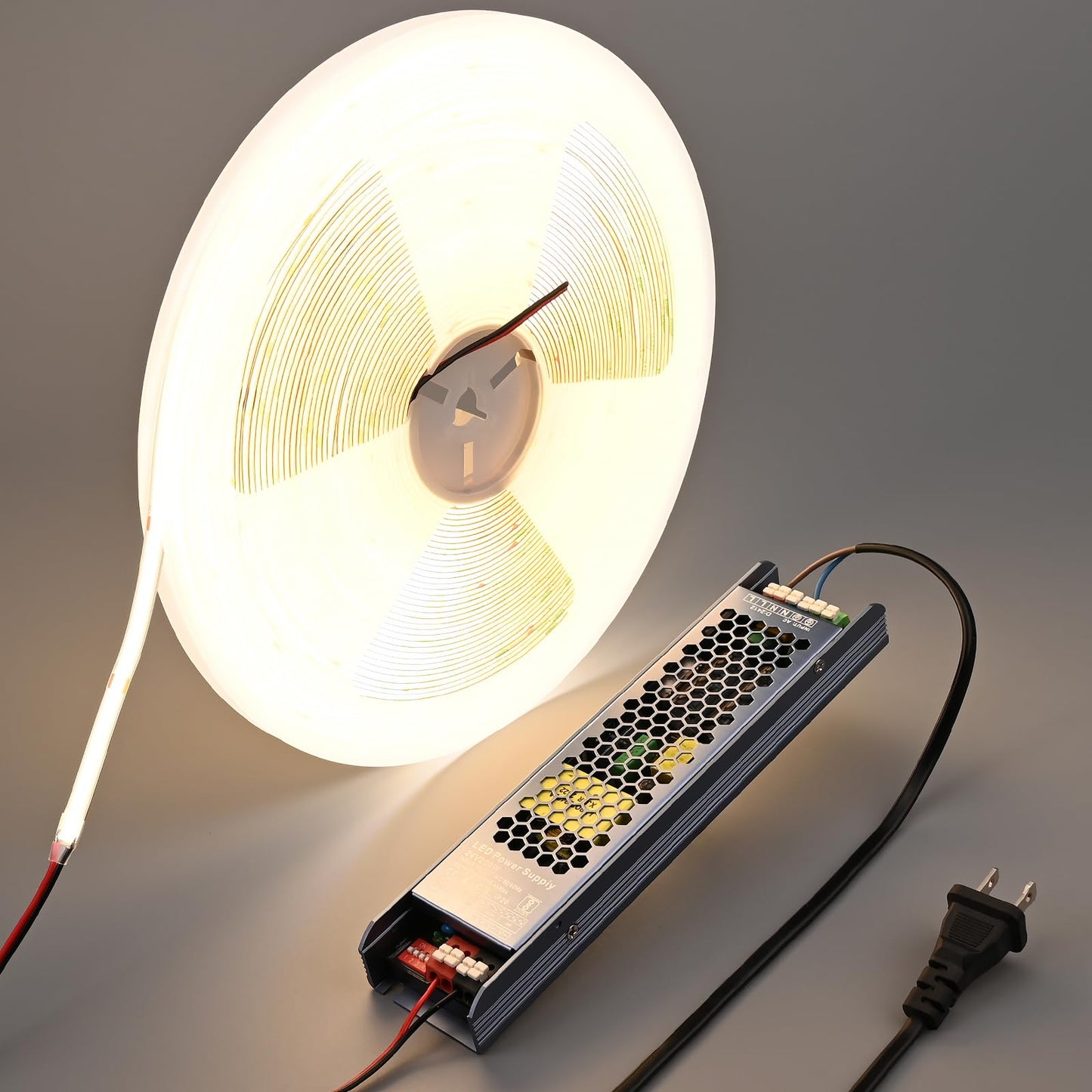 BENLUN 24V COB LED Strip Lights 65.6ft Kit, 4000K Natural White Cuttable Adhesive 480LEDs/M CRI 90+ LED Tape Light with Power Supply for Bedroom