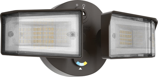 Lithonia Lighting HomeGuard 2-Light LED Outdoor Flood Lights, Outdoor LED Lights, Dusk to Dawn Sensor, Adjustable Lumens, Selectable Color, Square