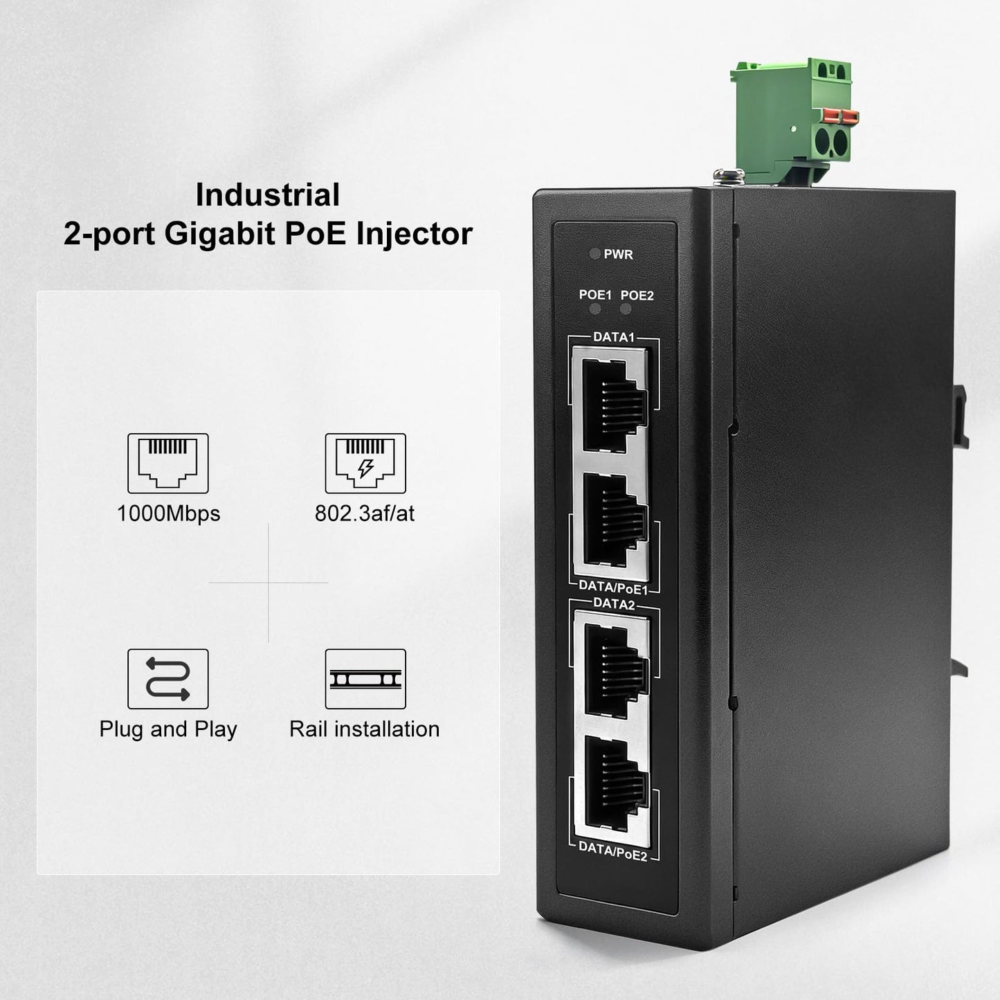 POE302IT 2-Port 60W Gigabit Industrial PoE++ Injector