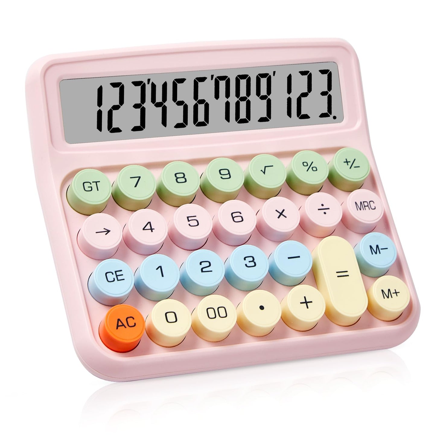 PIAMIG Desktop Calculator with Large LCD Display, 12 Digits Big Button Easy to Use Auto Power Off Basic Calculator for Home, Office & School (Pink)