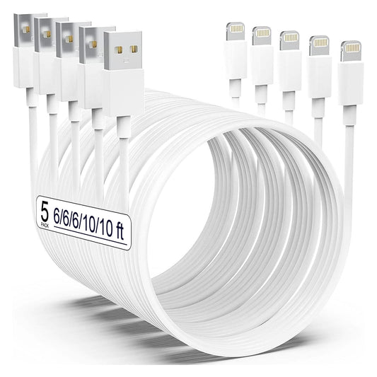 AZMOGDT Apple MFi Certified iPhone Charger 5pack [6/6/6/10/10FT] Long Lightning Cable Fast Charging Cord iPhone Charging Cable for iPhone 14/14…