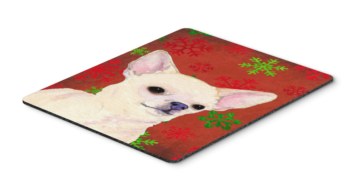 Caroline's Treasures SS4679MP Chihuahua Red and Green Snowflakes Holiday Christmas Mouse Pad, Hot Pad or Trivet for Home Office Gaming Working
