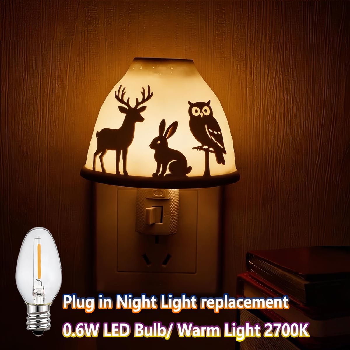 WokHok Night Light Bulbs, C7 Candelabra LED Light Bulbs for Window Candles/Chandeliers/Night Lights, E12 Chandelier Base, 4W & 7W Incandescent