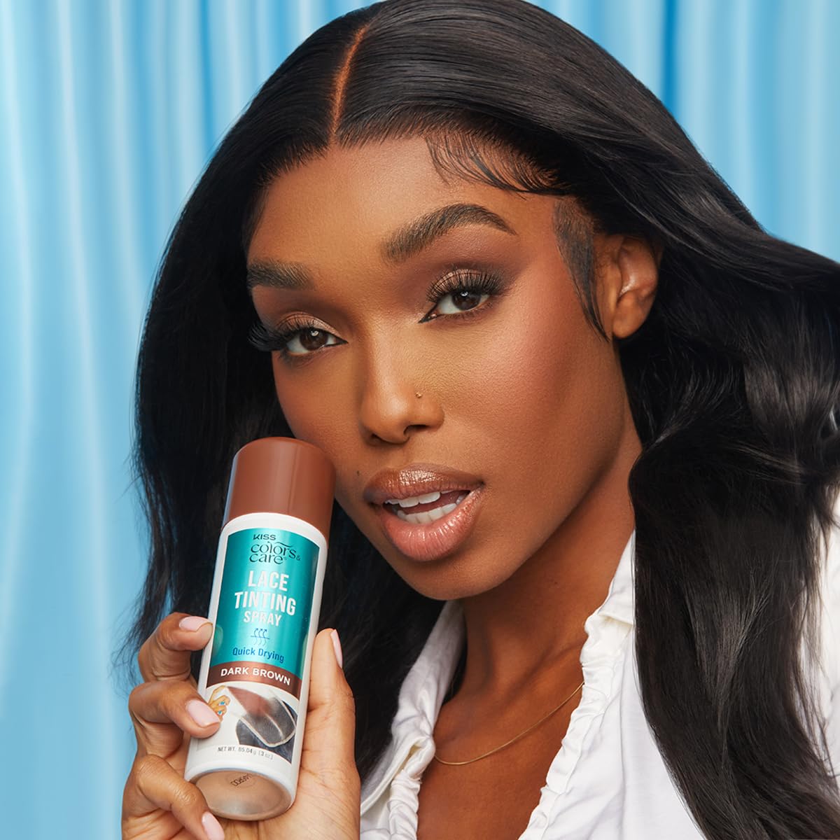 KISS Colors & Care Quick-Dry Lace Tinting Spray – Dark Brown 3 oz, Smudge-Free, Sweat-Resistant, Buildable Coverage for Natural Look