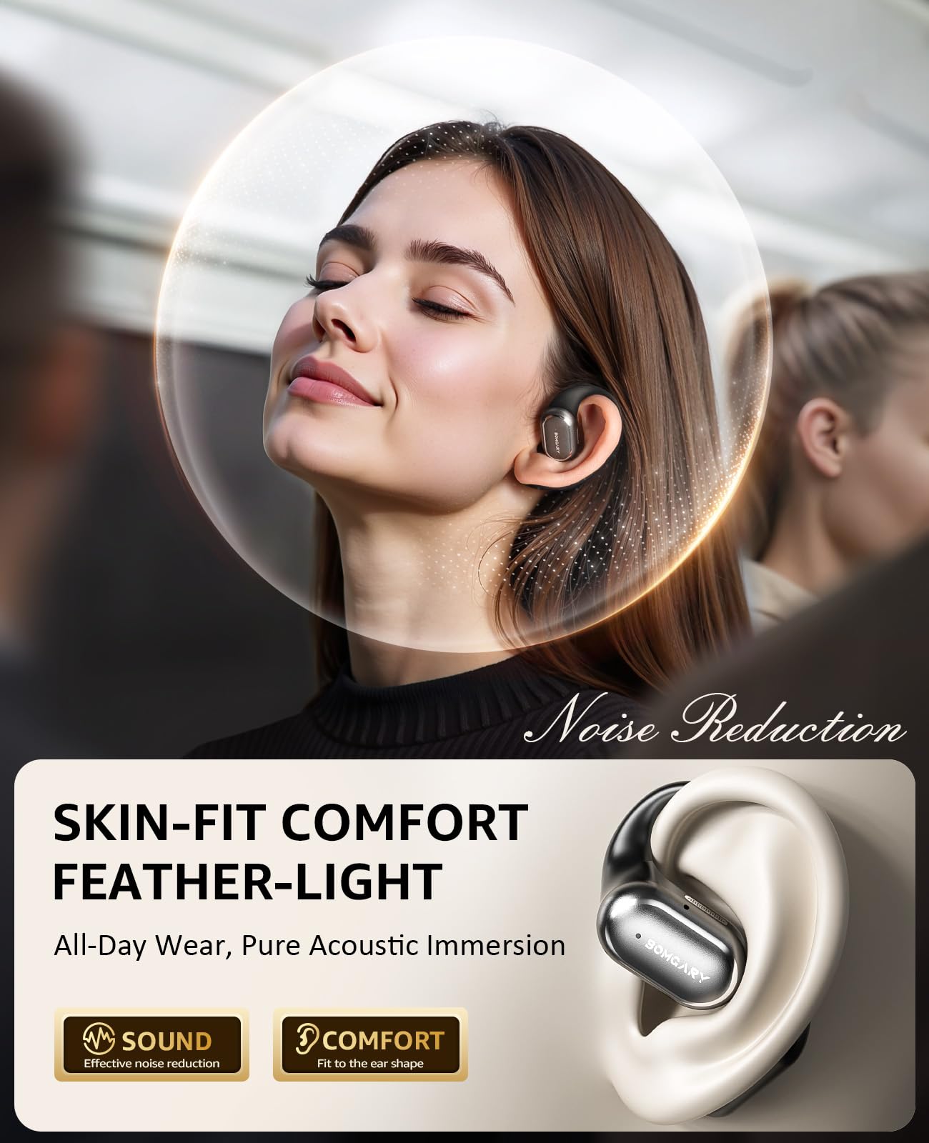 Tzfunmi Open-Ear Bluetooth Wireless Earbuds: Wireless Headphones for Runners & Cyclists - IPX7 Waterproof - 5.4 Bluetooth Ear Buds with LED Digital…