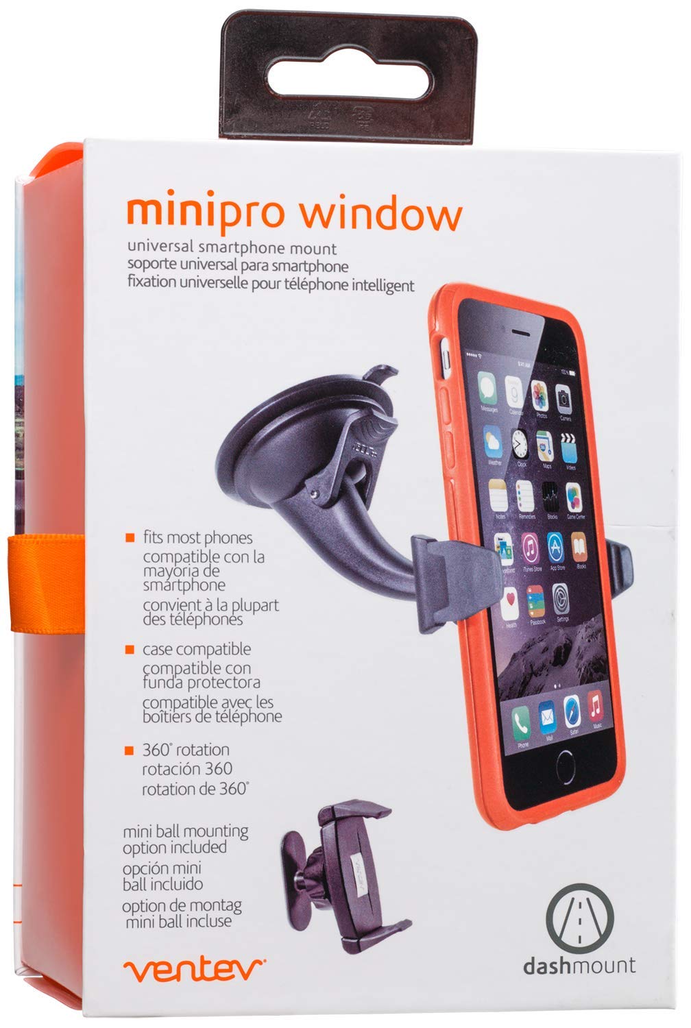 Ventev Car Mount | Low Profile, 360 Degree Rotation & Multi-Angle Viewing, Heavy Duty Suction Cup, Adjustable Brackets to Secure Smartphone |