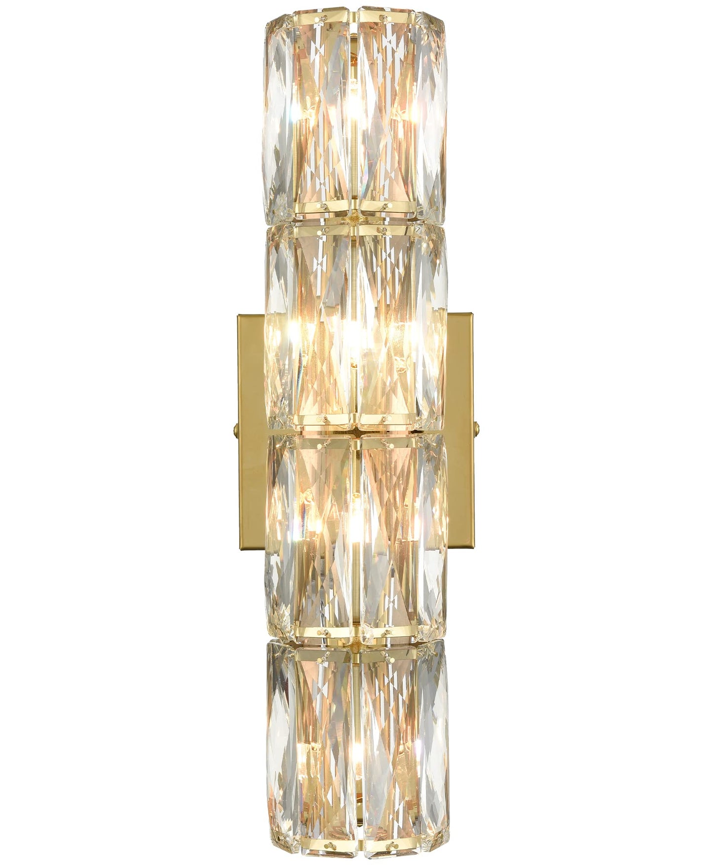 SAMTEEN Gold Wall Sconce Modern Crystal Sconces Wall Lighting 4-Light Bathroom Wall Mount Light Crystal Vanity Light Fixture for Bedroom Hallway