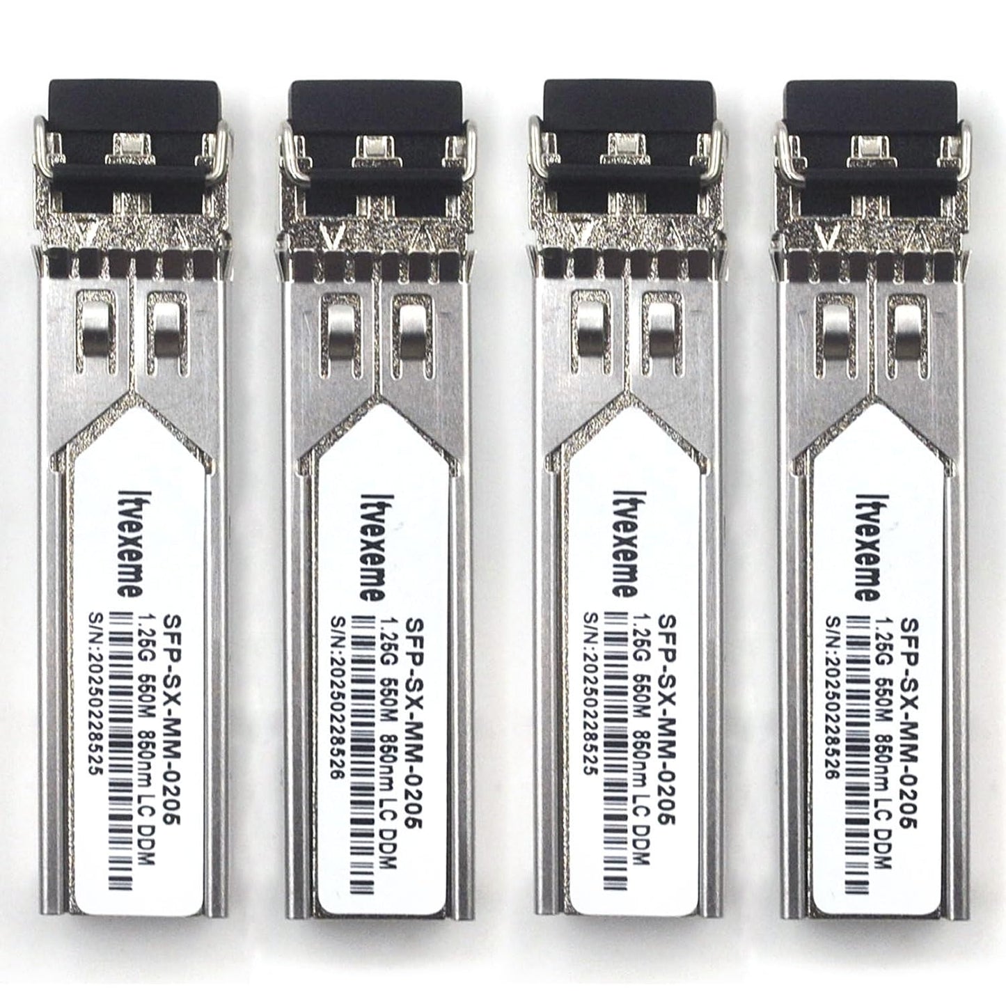 4 Pack 1.25G Multimode SFP LC Module, 1000Base-SX Gigabit Fiber Transceiver, 850nm MMF, 550m, for Router, Network Card, Switch, Firewall etc