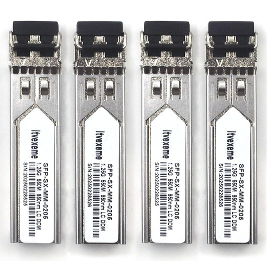 4 Pack 1.25G Multimode SFP LC Module, 1000Base-SX Gigabit Fiber Transceiver, 850nm MMF, 550m, for Router, Network Card, Switch, Firewall etc