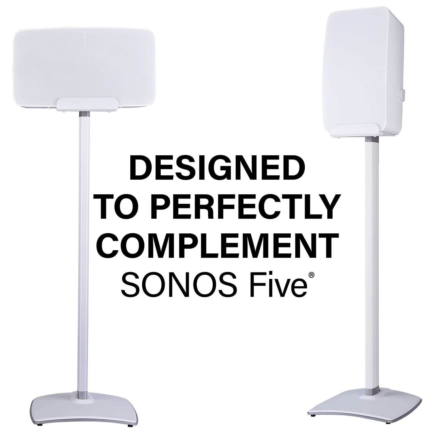 Sanus Wireless Speaker Stand for Sonos Five and Sonos Play:5 - Audio Enhancing Design for Vertical & Horizontal Audio with Built-in Cable Management &