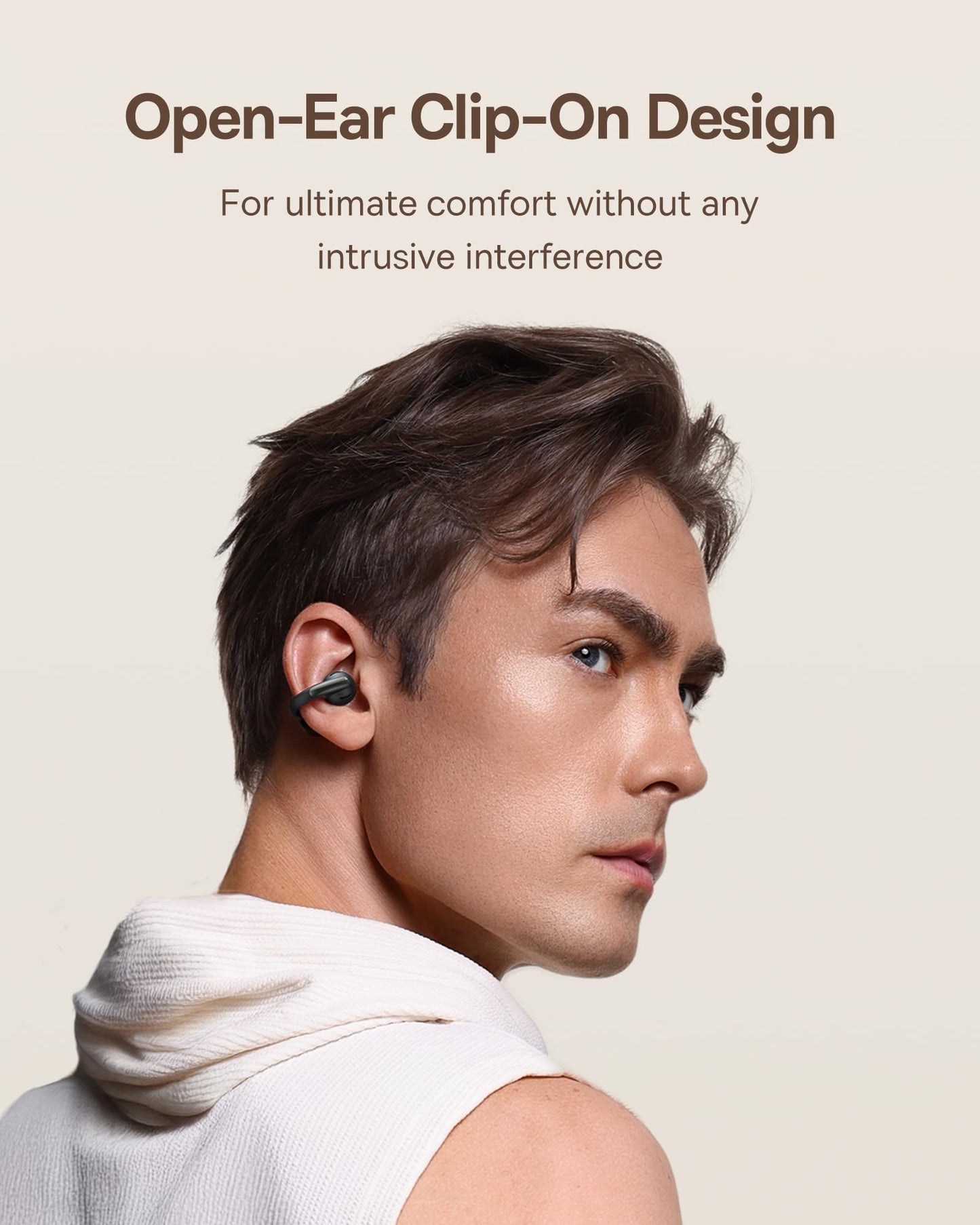 Baseus Bowie MC1 Open Ear Clip-On Earbuds, Adaptive Comfort with Anti-Drop Design, Impactful Sound with Adaptive Bass Boost, Adaptive Noise Cancelling