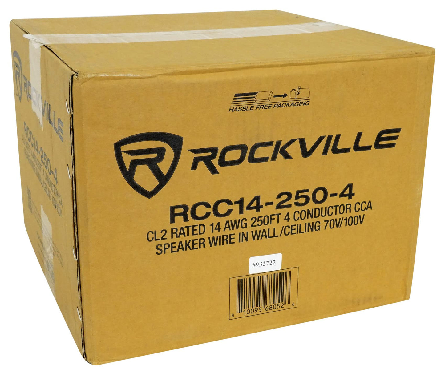 Rockville RCC14-250-4 14 AWG 250ft 4 Conductor CCA Speaker Wire, CL2 in-Wall Rated, Flexible PVC Jacket, High-Strand Count, for Home Theater