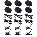 ALEKOR 6 Pieces Lavalier Microphone Metal Tie Clips, 6 Pieces Lapel Mic Windscreen Foam Covers and 6 Pieces Lav Mic Plastic Wire Clips