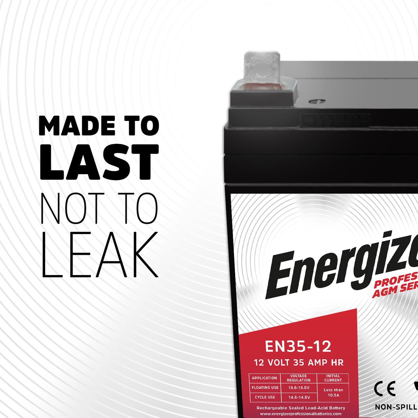 Energizer EN35-12, 12 Volt 35 Amp Hr, Long Lasting Sealed Lead Acid AGM Rechargeable Battery Ideal For Use In Wheelchairs, Electric Scooters, Backup…