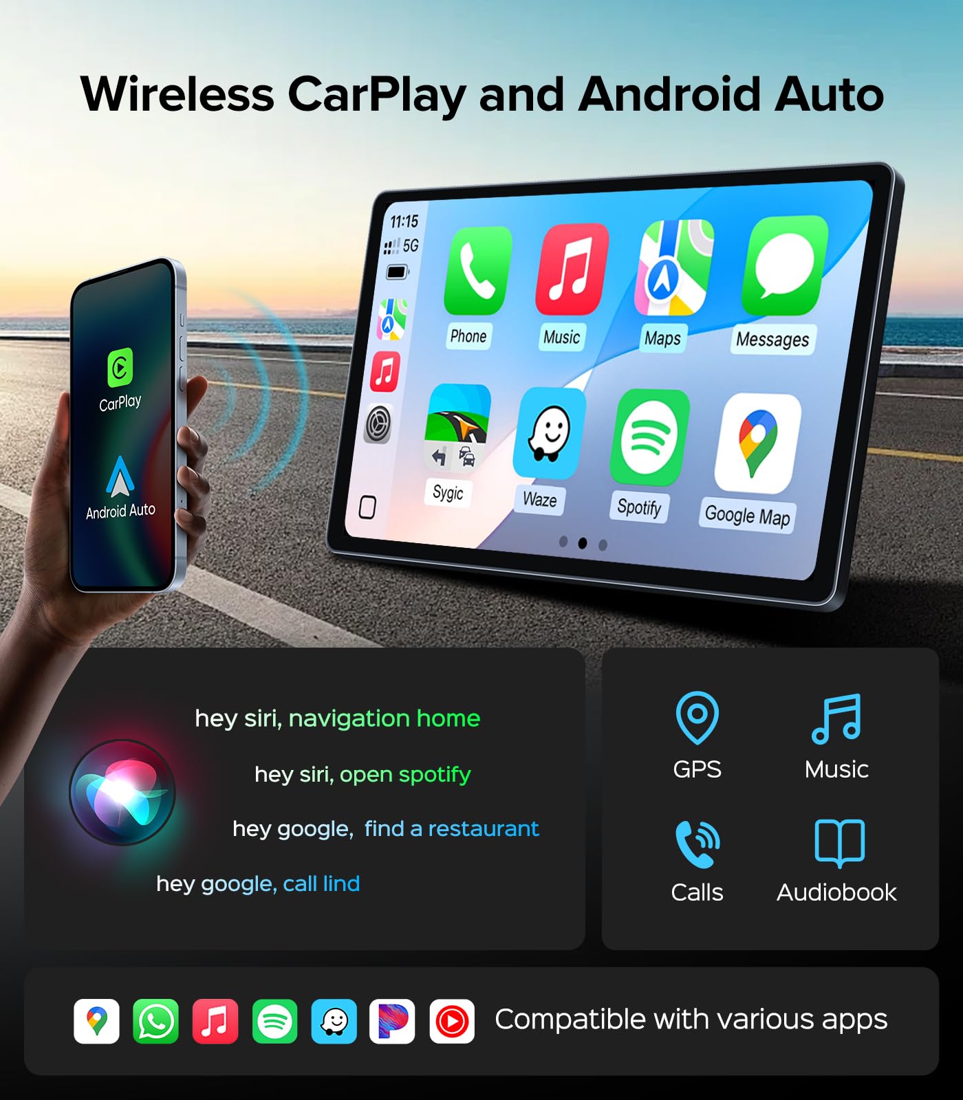 11.5''Car Radio for Chevy Silverado Radio GMC Sierra Stereo 2014-2018 with Wireless CarPlay & Android Auto/Android 13 /5G WiFi/TouchScreen/FM/AM/4GB