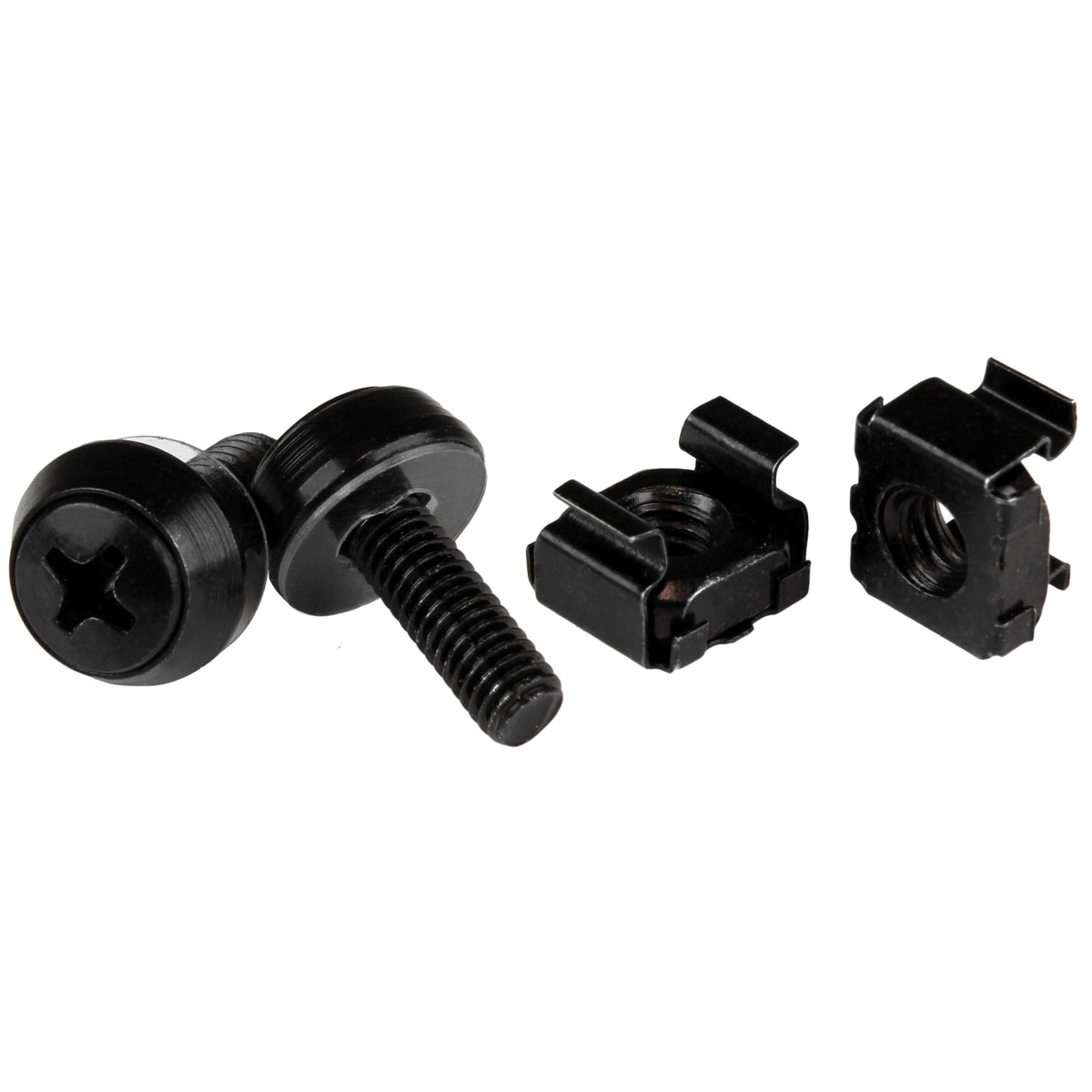 StarTech 50-Pack 10-32 12mm Screws & Cage Nuts Kit with Tool, TAA, Black