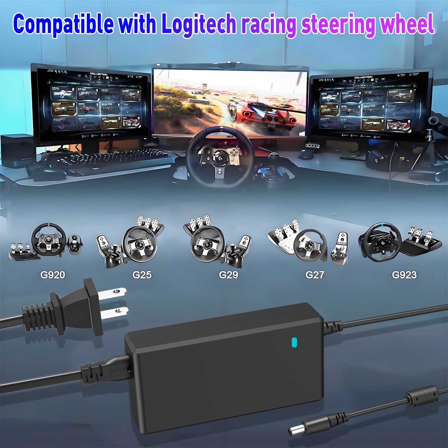 HY1C 24V Power Supply for Logitech G920 G29 G25 G27 G923 G940 Driving Force GT Racing Wheel APD…