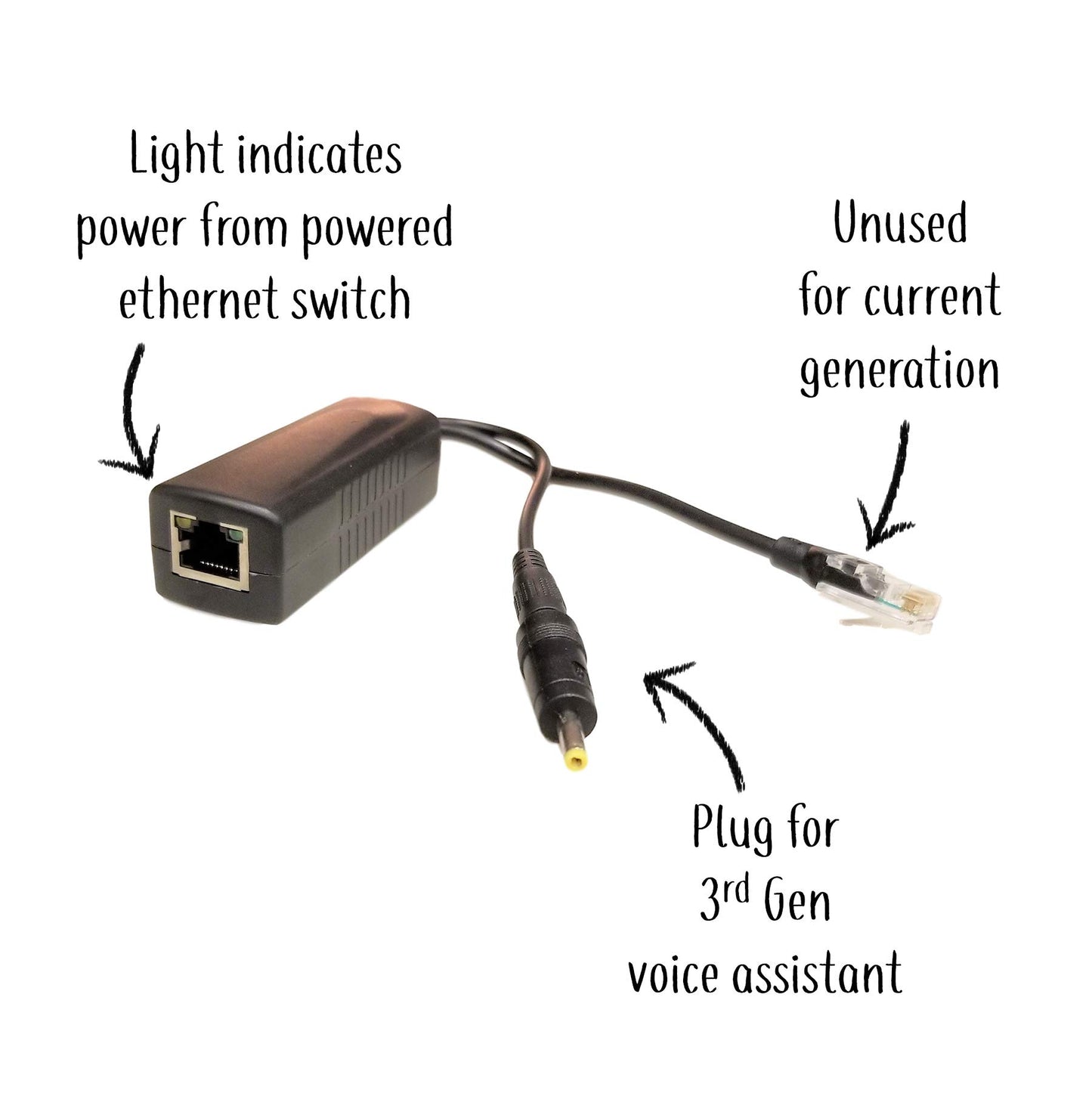 Mount Genie PoE Power Over Ethernet Splitter Adapter 15W Output for Voice Assistants (5-Pack)