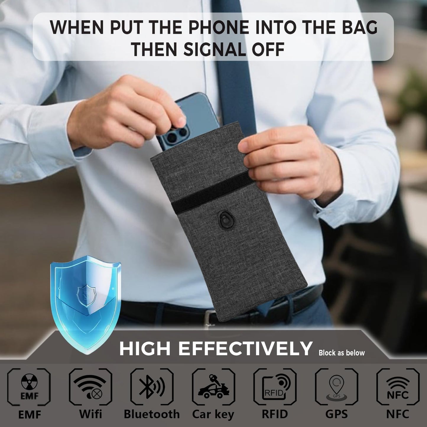 Tuulin Faraday Bags for Phones 2 Pack Go Dark Bags for Cell Phones, Signal Blocking Case, RFID Blocking Pouch for Privacy Protection