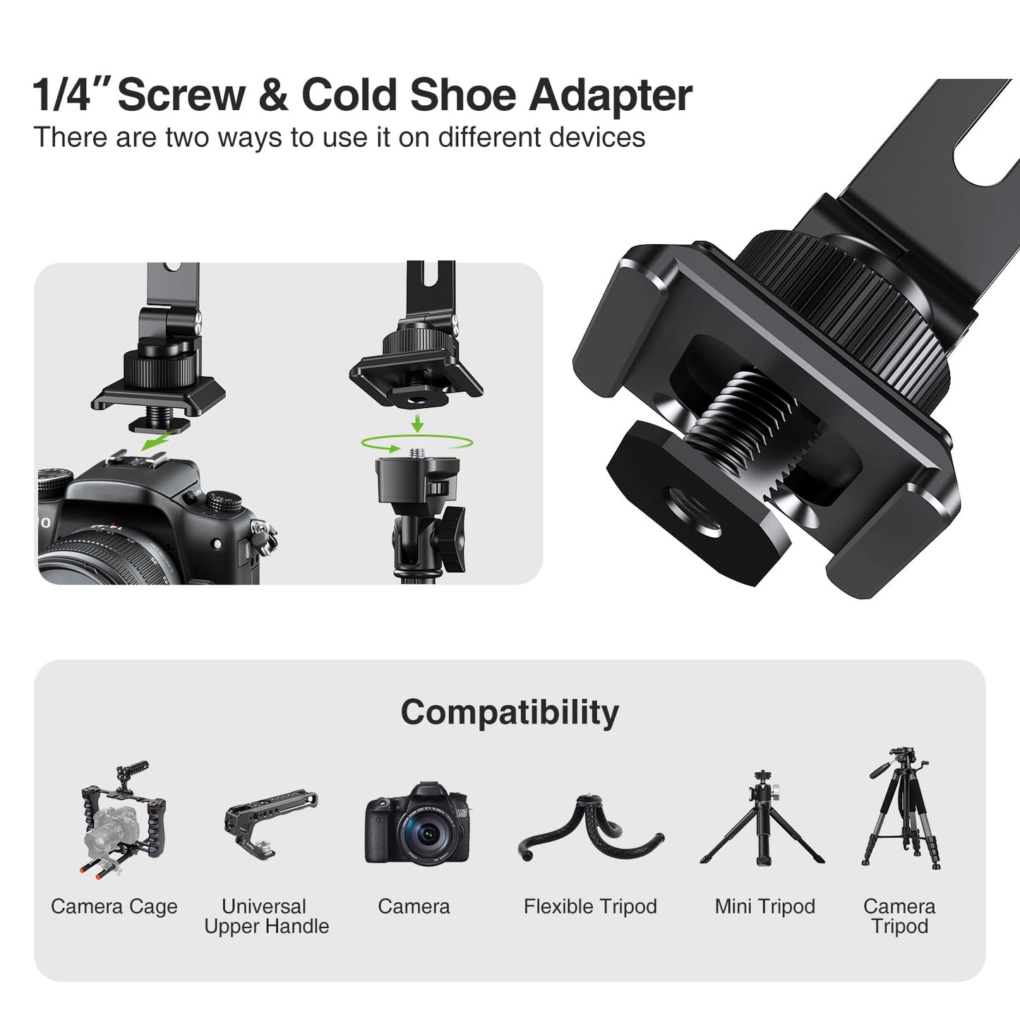 elitehood Aluminum Tripod Phone Mount Adapter for DJI RS 4 Mini, Magnetic Smartphone Tripod Mount with Arca-Standard & Hot Shoe Plate for Camera, Cold