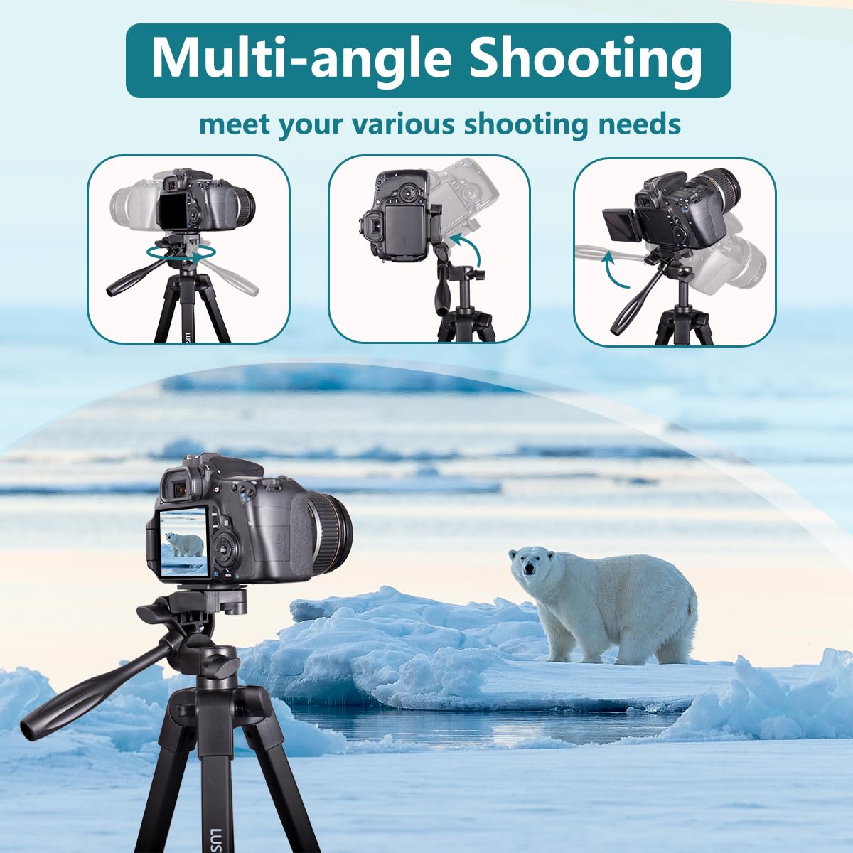 Lusweimi 72-Inch Tripod for ipad iPhone, Camera Tripod for Phone with 2 in 1 Phone Holder for Cell Phone/Tablet/Webcam/Gopro with Carry Bag