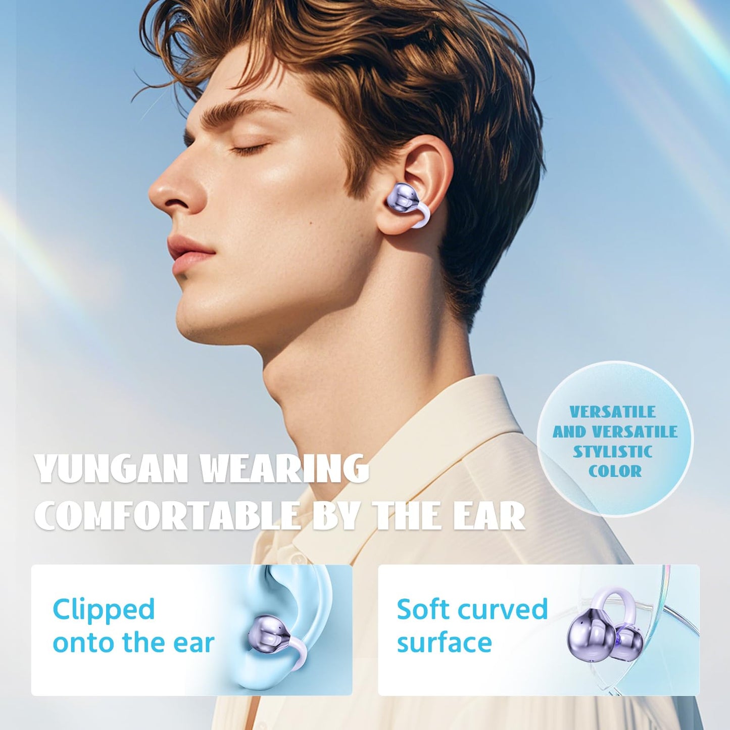 umgoogoo Open Ear Earbuds Wireless Bluetooth 5.4 with Fashion Ear Hooks Clip on Design Digital Display Waterproof Running Sports Yoga Fitness Gym…