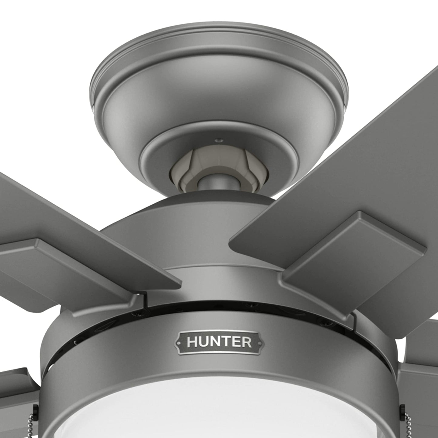 Hunter Fan 44 inch Casual Matte Silver Indoor Ceiling Fan with LED Light Kit and Pull Chain (Renewed)