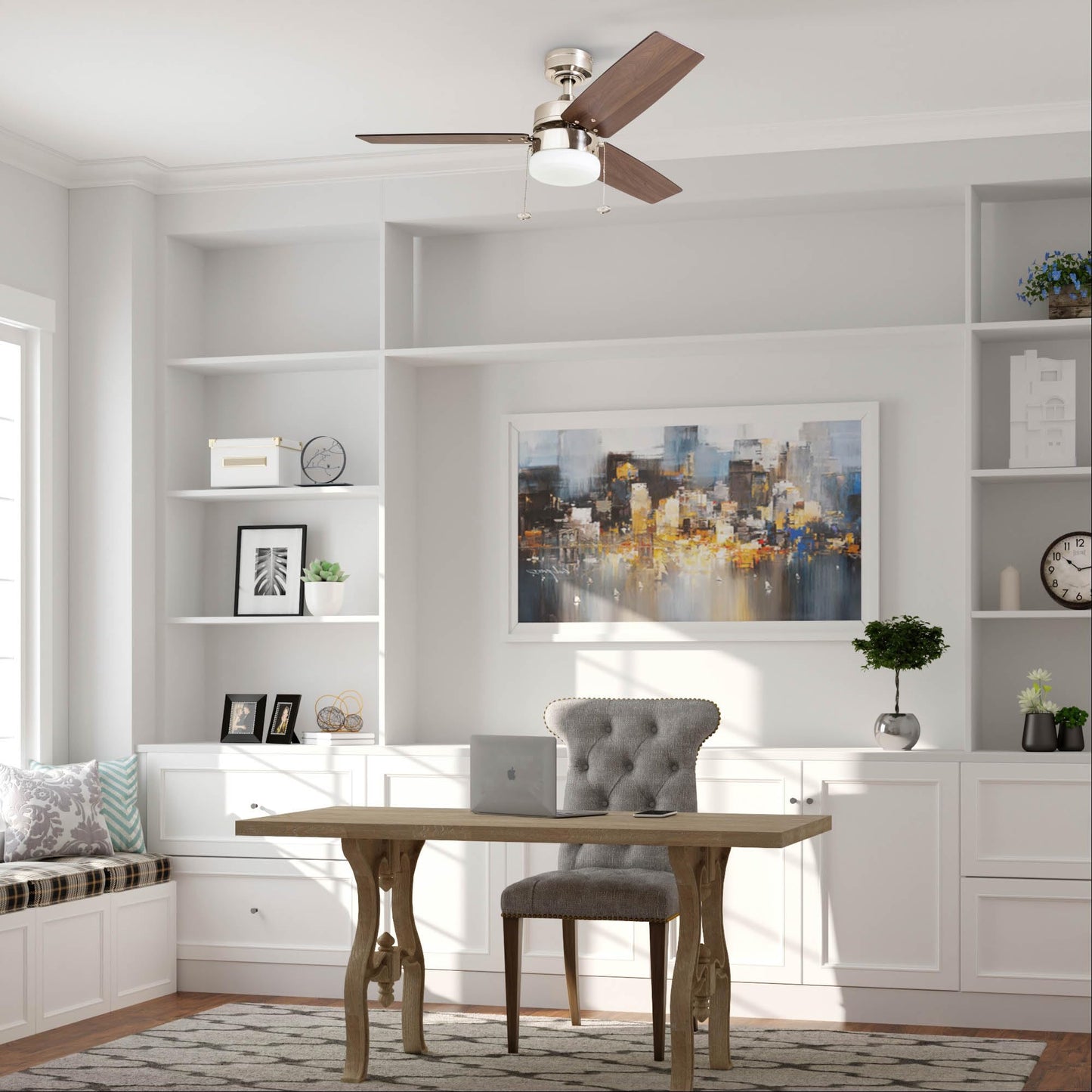 Prominence Home 42" Reston Ceiling Fan w/Light, Chain & 3 Blades, Nickel