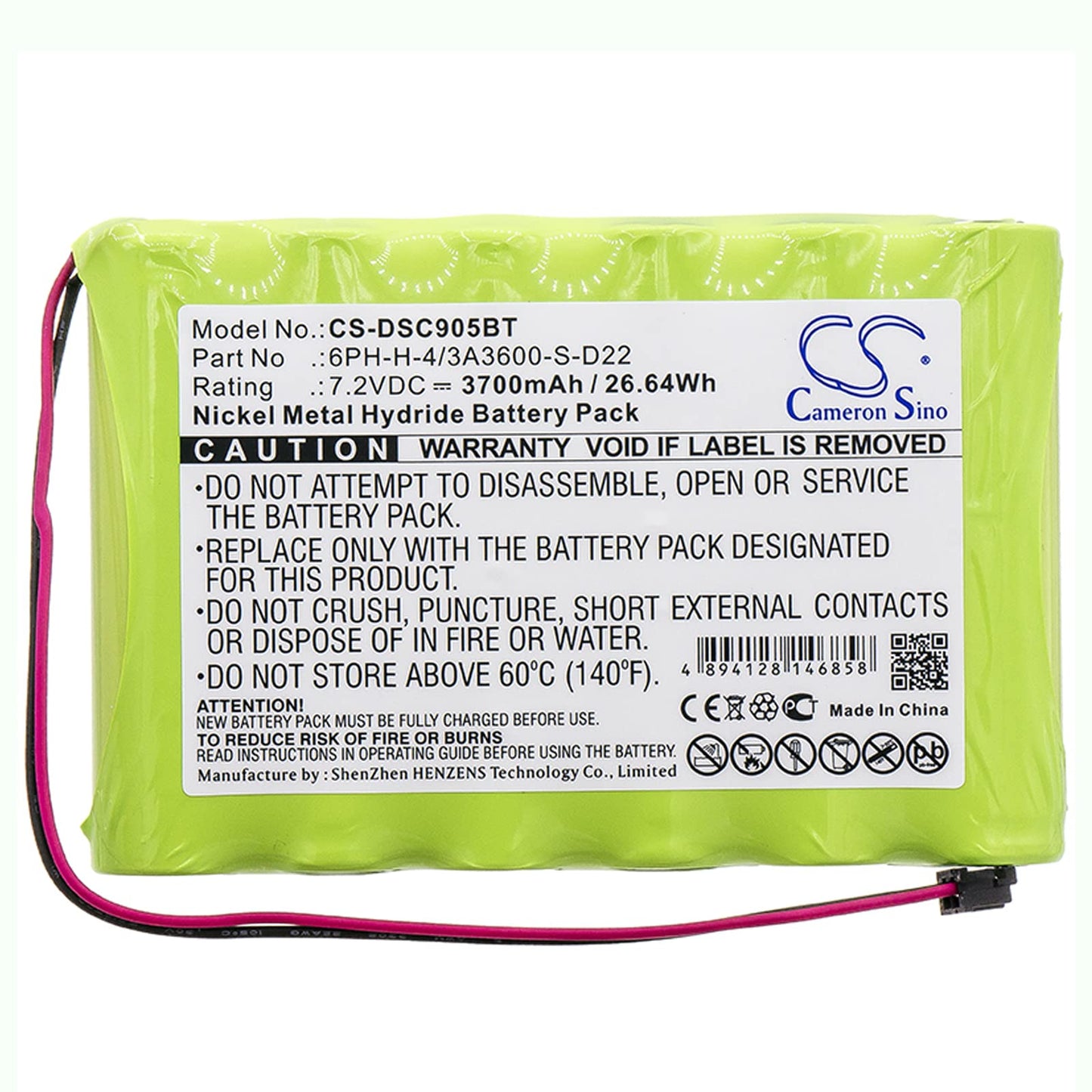 Cameron Sino 7.2V 3700mAh Battery Compatible with DSC IMPASSA 9057 2-Way Wireless Security System Alarm Panel, Rechargeable Ni-MH Battery