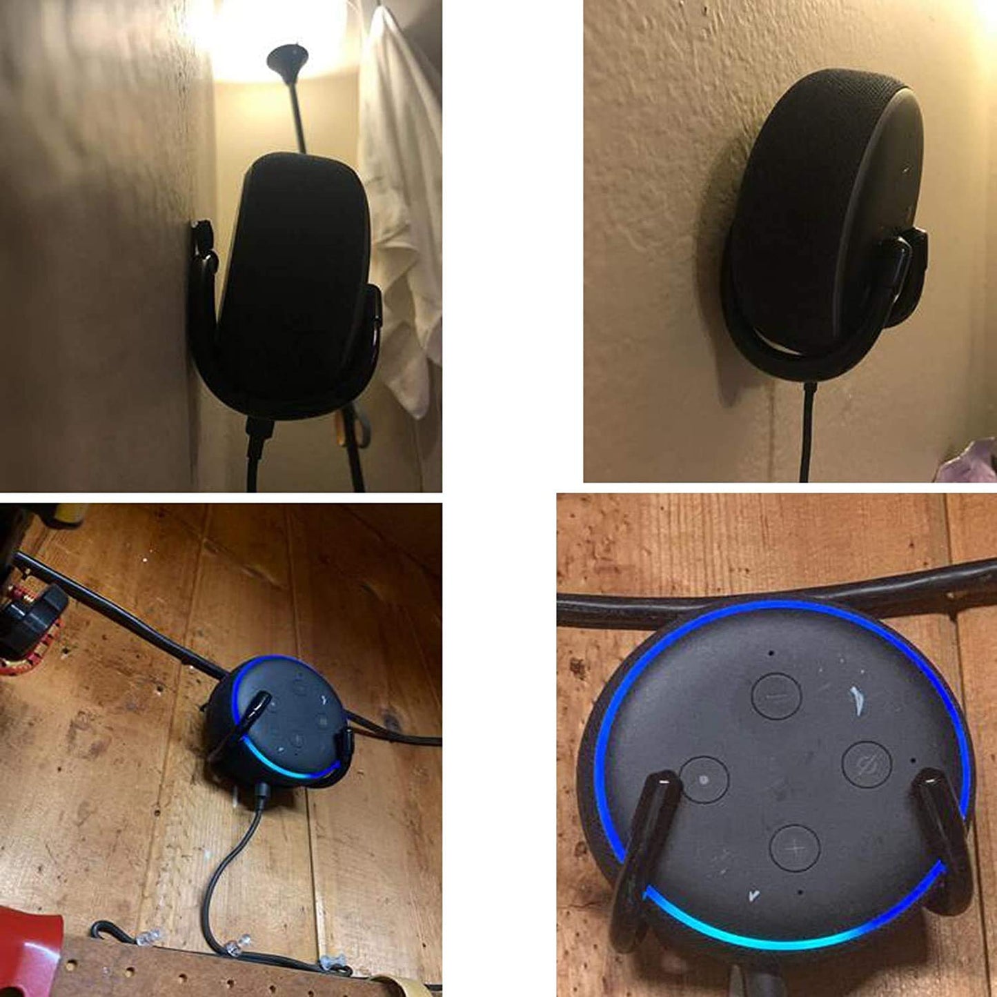 AUXPhome Hole- Free Wall Mount Wall Holder Clip Wall Bracket Wall Stand Compatible for Echo Dot (1st Gen) Echo Dot (2nd Gen) Echo Dot (3rd Gen) -2PK