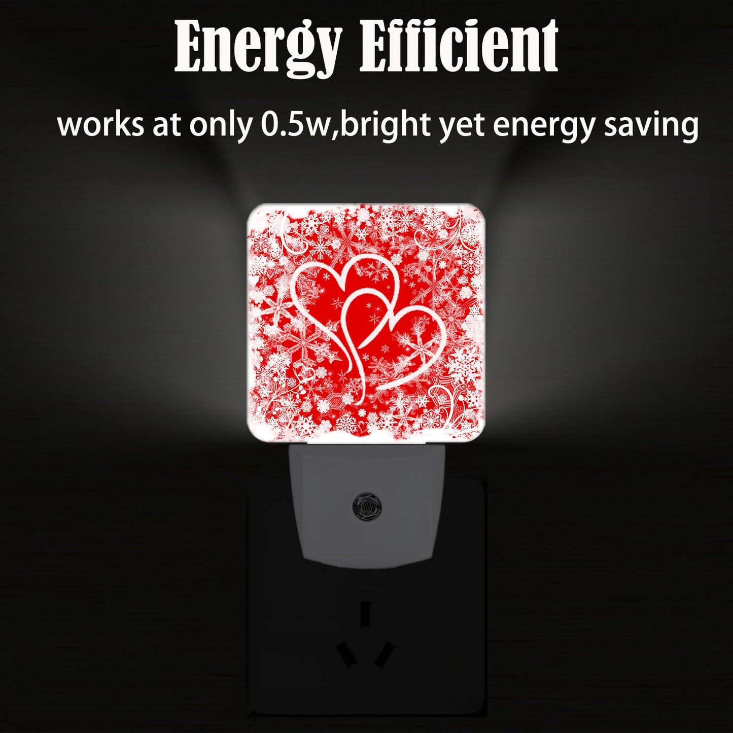 FSHVQKD Red Sweet Hearts Night Light,Plug Into Wall with Dusk to Dawn Light Sensors, Warm Nightlights for Bedroom, Bathroom, Hallway, Kitchen, Gifts