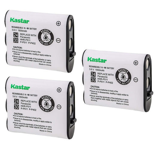 Kastar HHR-P511 / HHR-P402 Battery (3-Pack), Type 24/30 NI-MH Rechargeable Cordless Telephone Battery 3.6V 1800mAh, Replacement for Panasonic