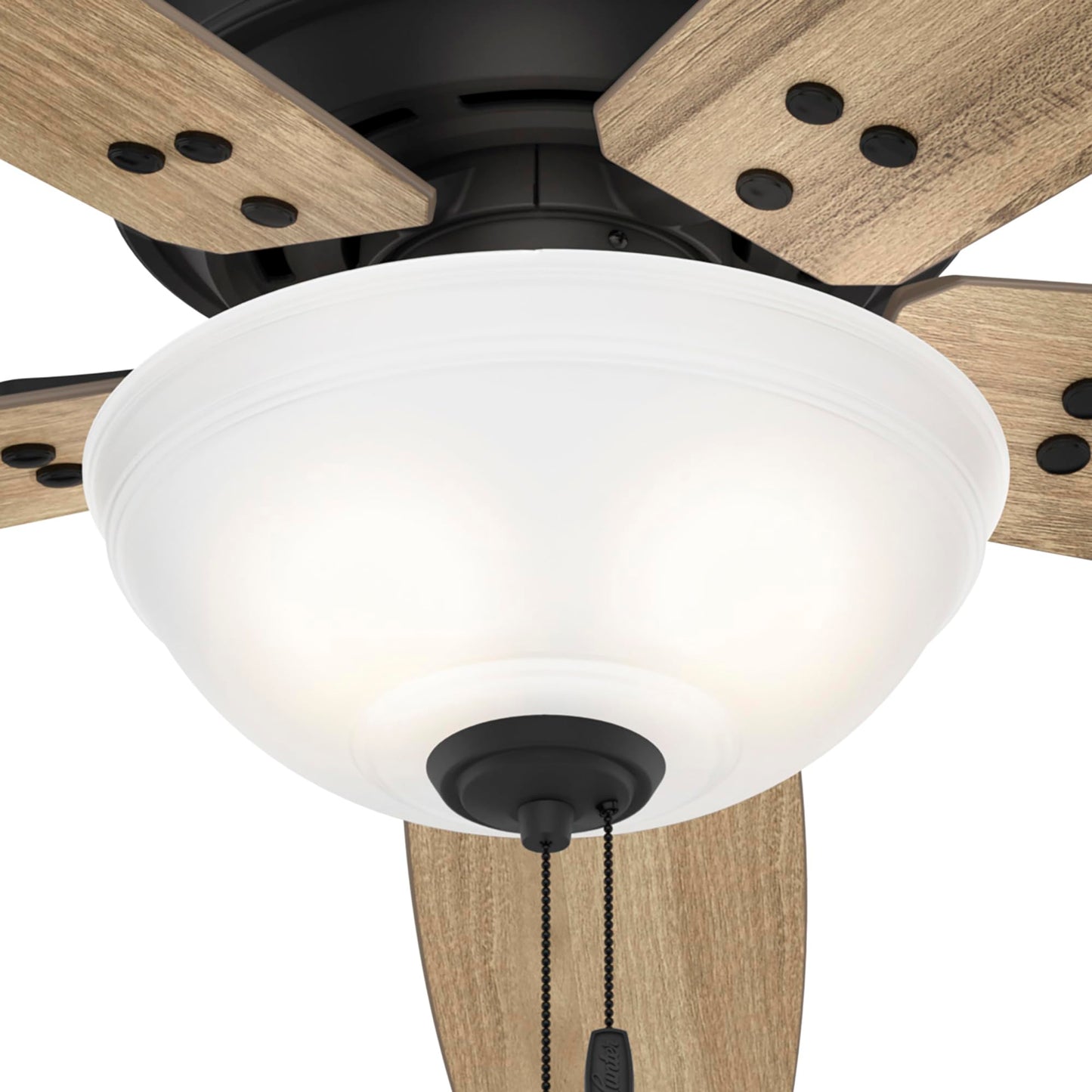 Hunter Fan 60 inch Casual Matte Black Finish Indoor Ceiling Fan with LED Light Kit and Pull Chain (Renewed)