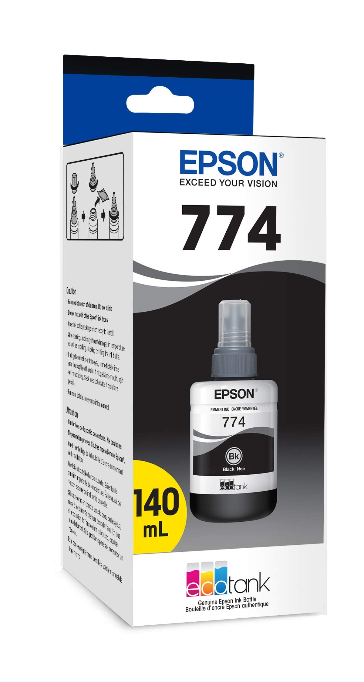 Epson 774 EcoTank Ink Ultra-high Capacity Bottle Black (T774120-S) Works with ET-4550, 3600, 16500