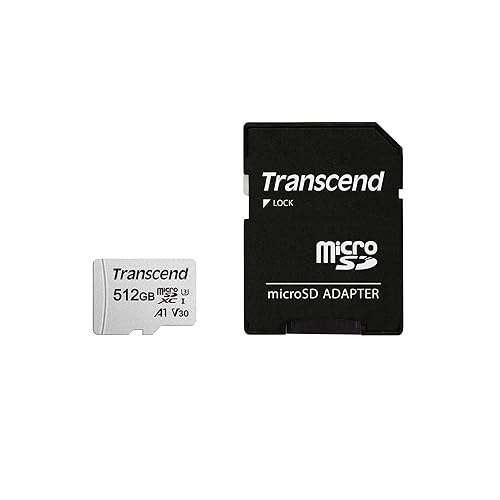 Transcend USD300 512GB microSDXC Micro SD Card A1 V30 UHS-I U3 C10, Up to 100MB/s, 4K UHD Video Memory Card w/Adapter for Steam Deck, ROG Ally, MSI