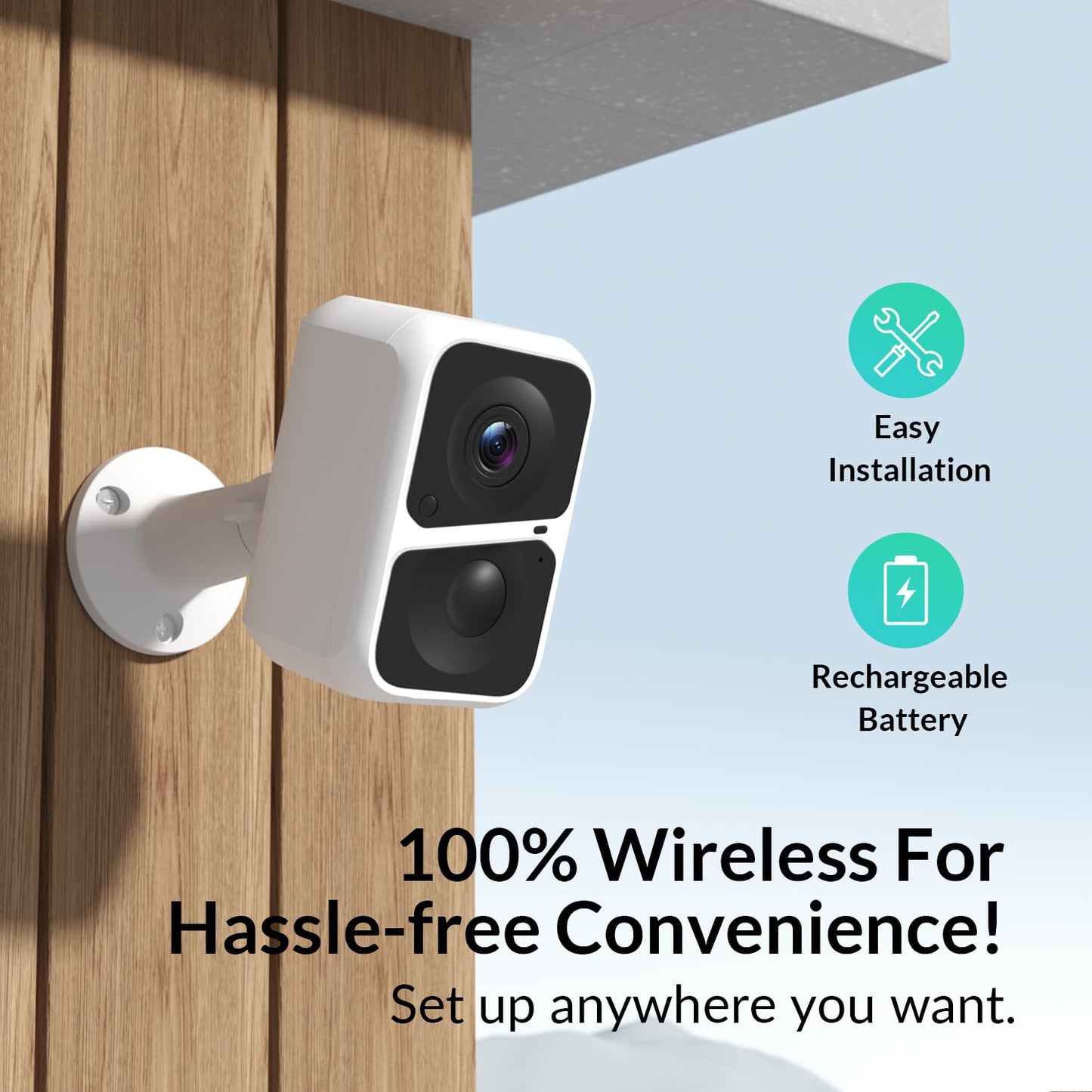 Vicohome 2K Wireless Battery-Powered WiFi Security Camera, Outdoor/Indoor with AI Motion Detection, Full Color Night Vision, 2-Way Audio, Spotlight