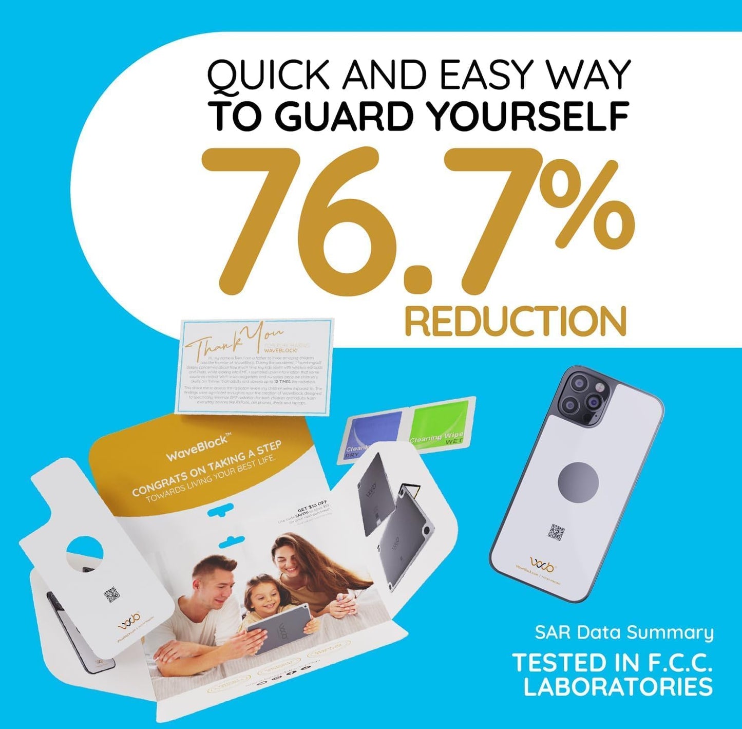 WAVEBLOCK EMF Blocker for Cell Phone - Made for iPhone 13 - The Only Patented, Real Scientifically Backed, Lab-Tested 5G-Shield Sticker to Protect You