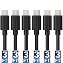 SABRENT [6-Pack 22AWG Premium 3ft Micro USB Cables High Speed USB 2.0 A Male to Micro B Sync and Charge Cables [Black] (CB-UM63)