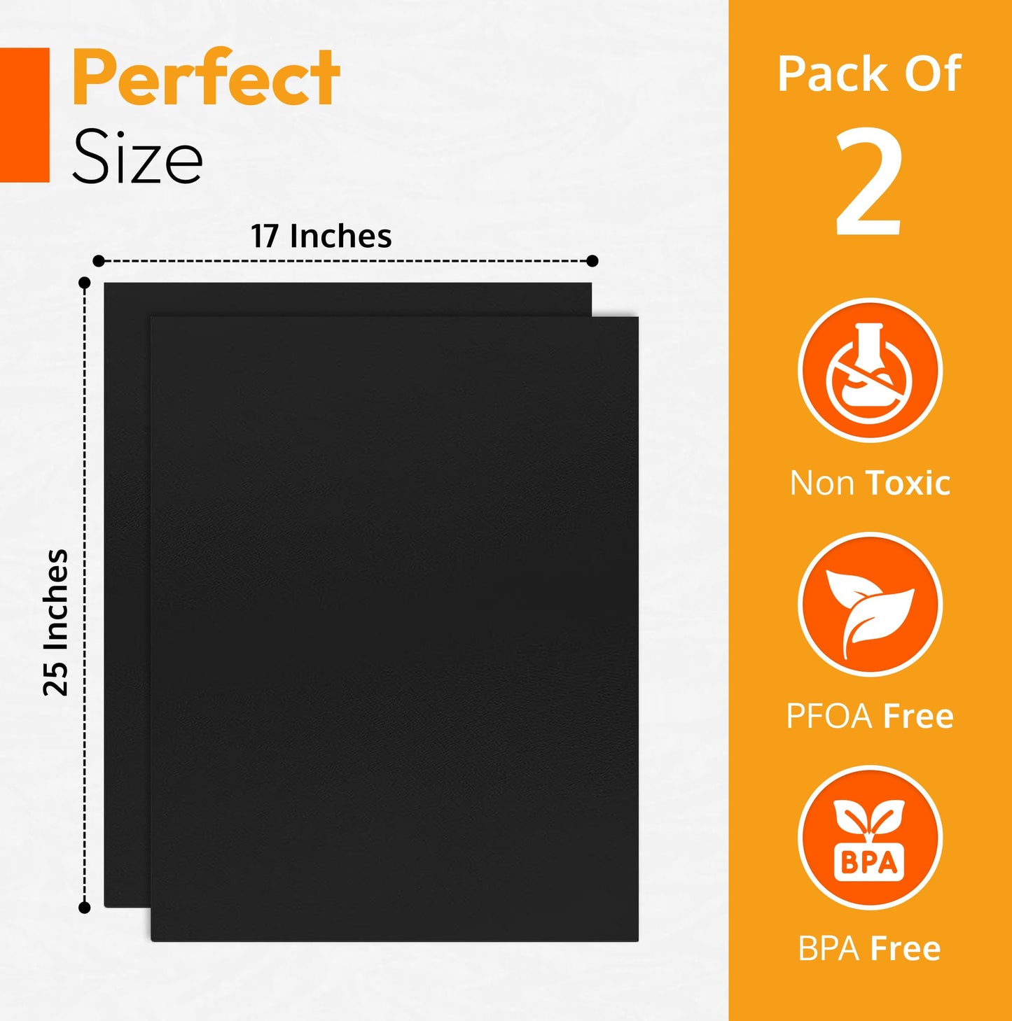 2-Pack Large Heavy-Duty Nonstick Teflon Oven Liners – 17"x25", BPA & PFOA-Free, for Electric, Gas, Microwave & Grill Use