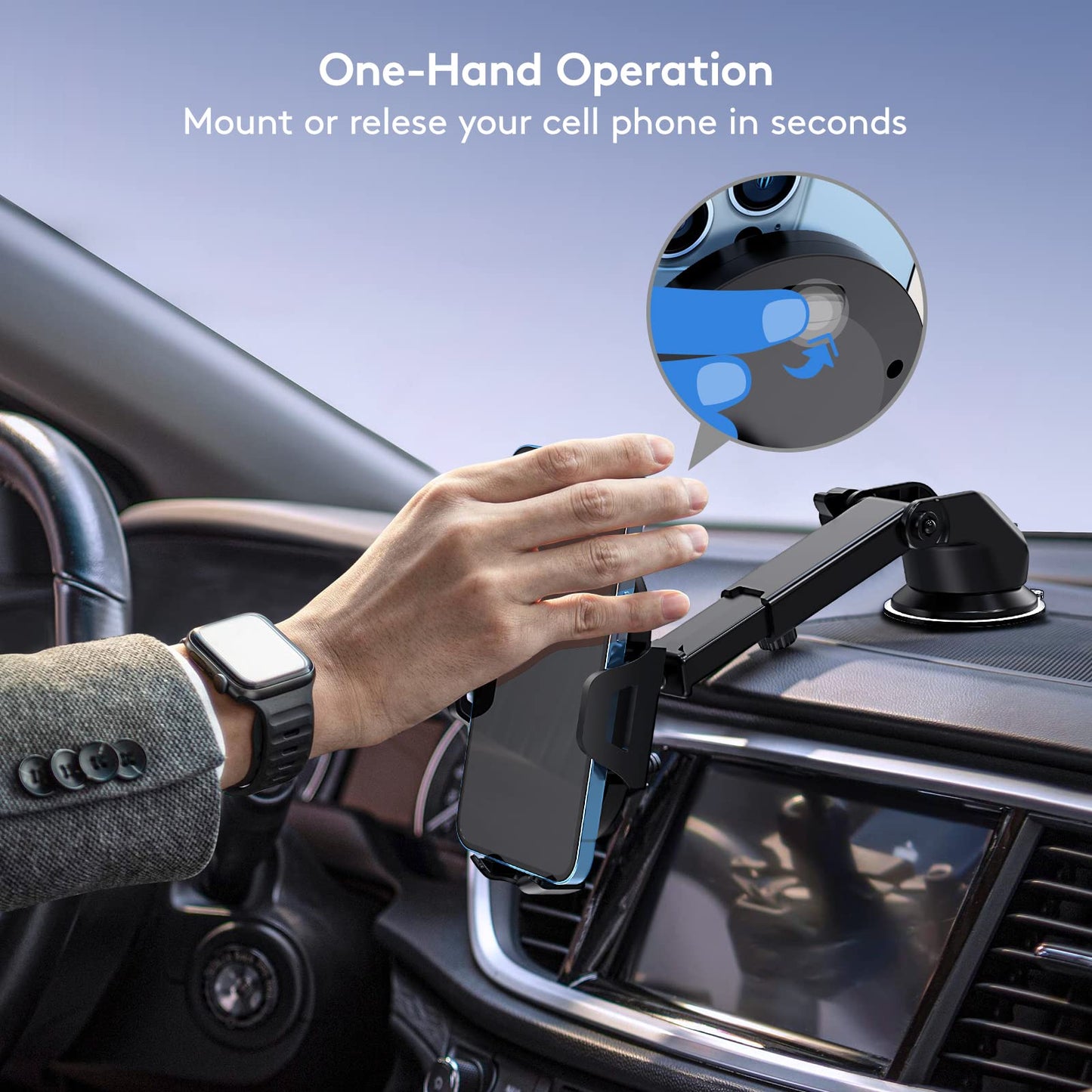 Madeggs Car Phone Holder Mount, [Strong Suction Cup] [Military Grade Durable] for Windshield and Dashboard, Adjustable Long Arm Compatible with iPhone