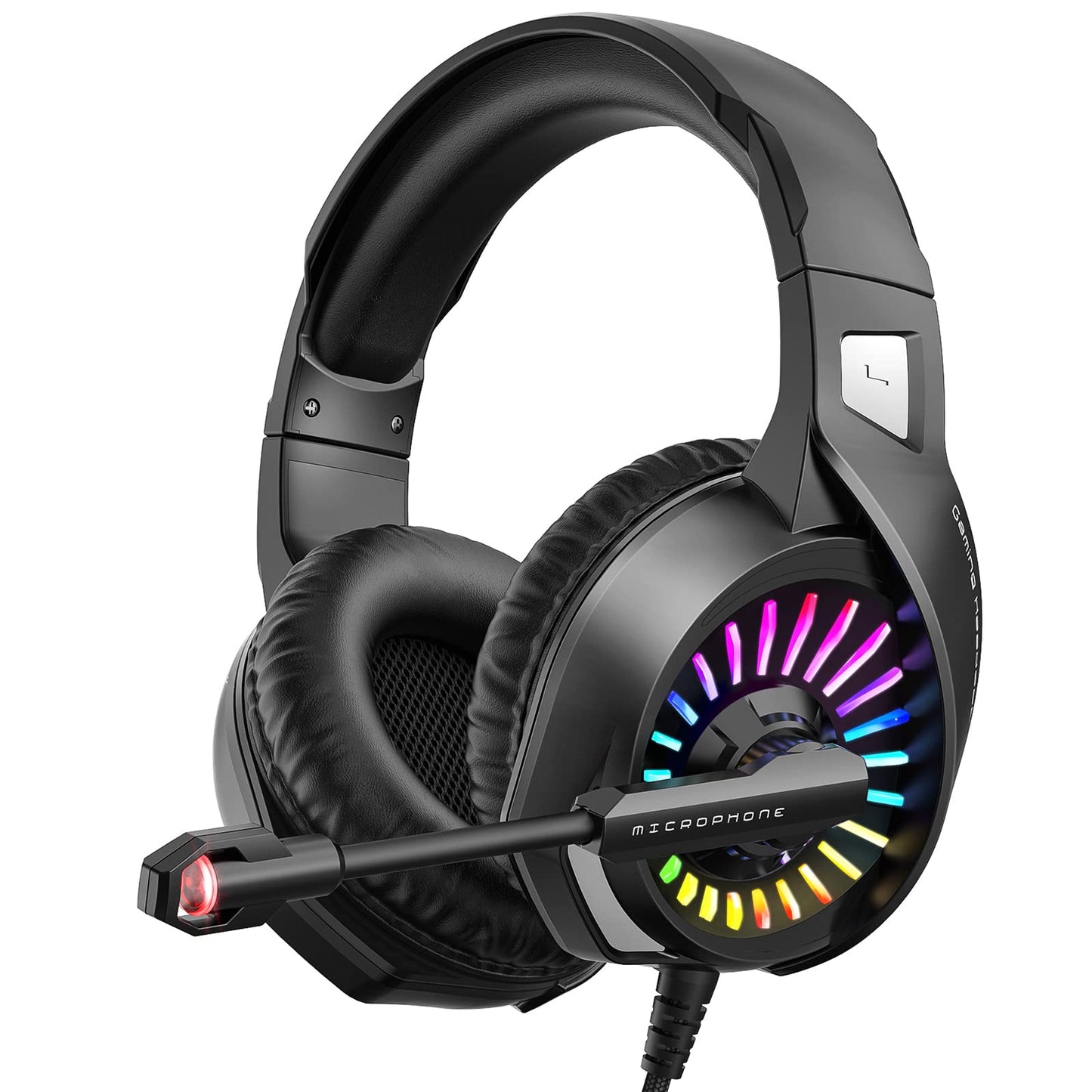 ZIUMIER Gaming Headset with Microphone, Compatible with PS4 PS5 Xbox One PC Laptop, Over-Ear Headphones with LED RGB Light, Noise Canceling Mic, 7.1