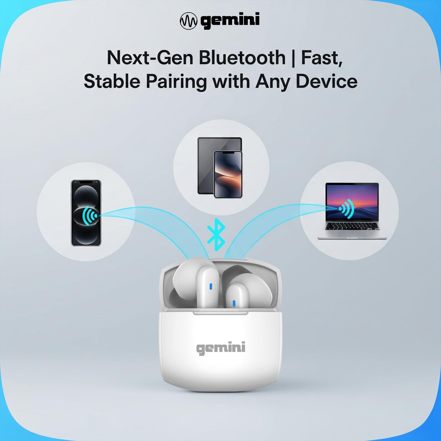 Gemini True Wireless Earbuds Bluetooth 5.4 with 13mm Drivers, Touch Control, All-Day Comfort Fit, Fast Pairing - GEBX-100