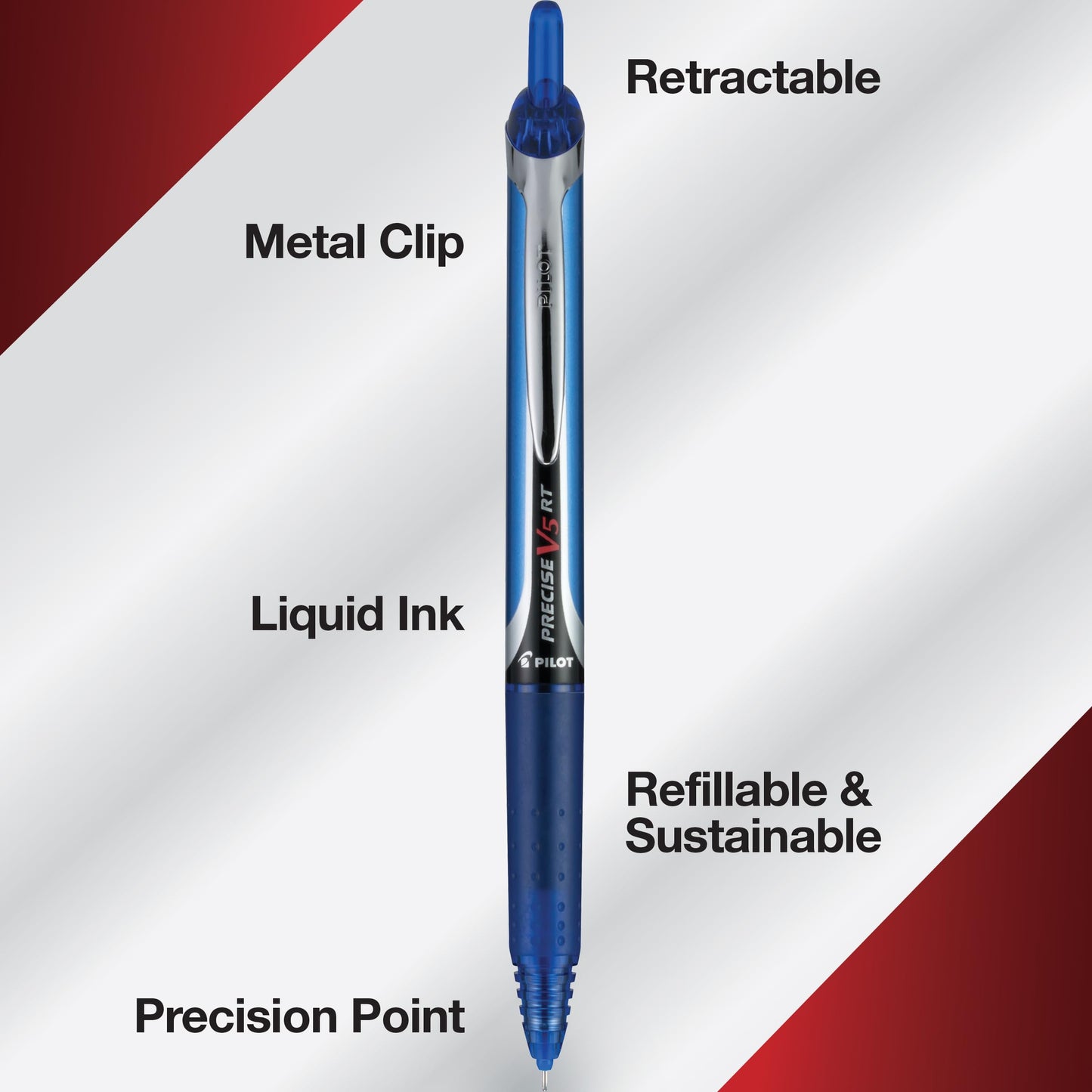 Pilot Precise V5 RT Refillable & Retractable Rolling Ball Pens, Extra Fine Point Pens, 0.5 mm, Assorted Bulk, Pack of 48 - Ideal for School