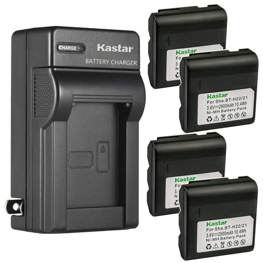 Kastar 4-Pack Battery and AC Wall Charger Compatible with Sharp BT-H21 BT-H21U BT-H22 BT-H22U BT-H32 BT-H32U BT-H42 BT-H42U, Duracell DR7 Empire