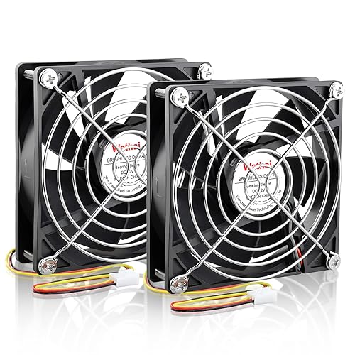 Wathai 12V 92mm 92x25mm DC Brushless Cooling Fan 3Pin High Perfomance for Computer case, Wine Fridge, Inverter DIY Ventilation Exhaust Projects 2 Pack