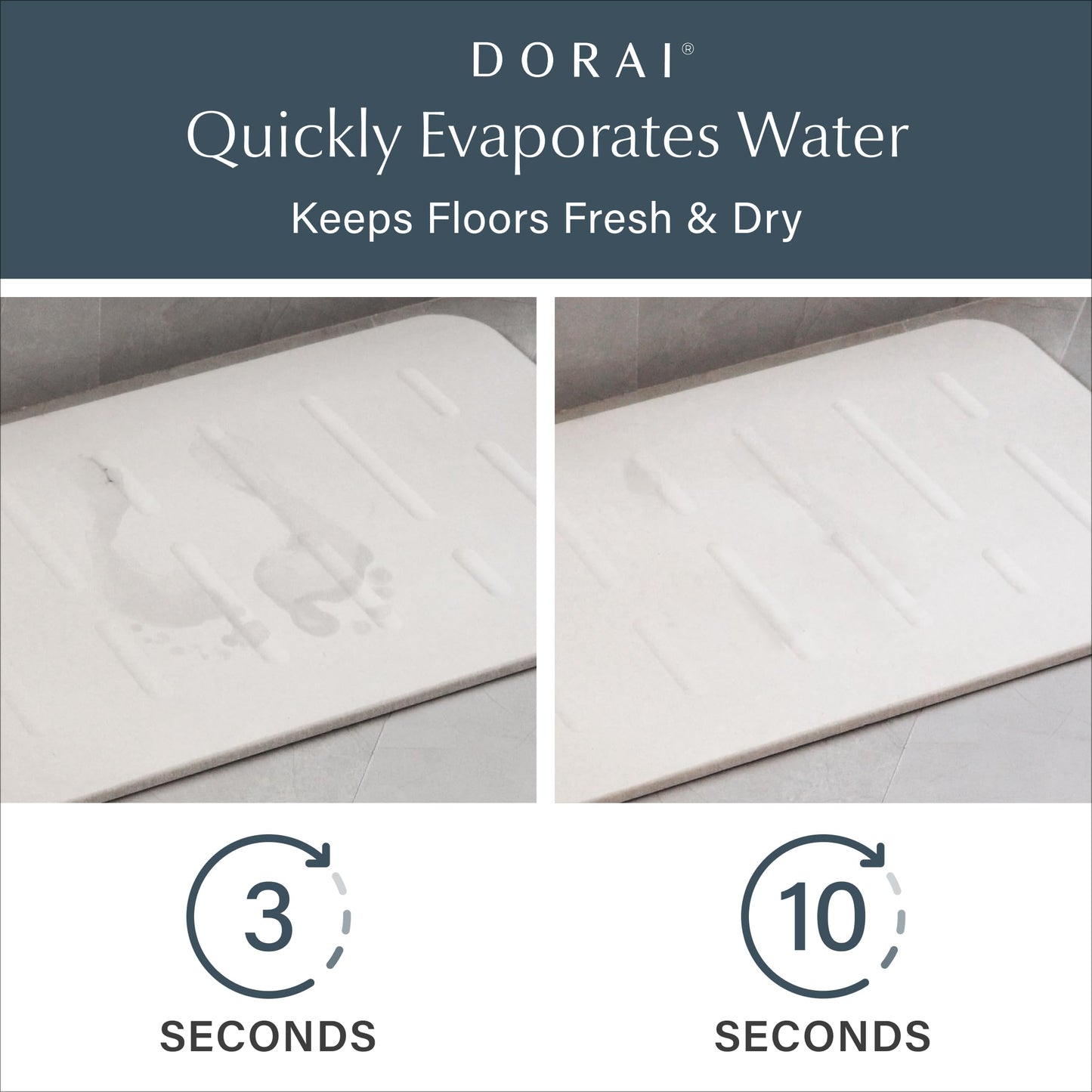 Dorai Home Bath Stone Mat 23.6"x15.4" (2-Pack) - Quick-Dry, Non-Slip Diatomite Stone Bath Mat, Rain Sandstone